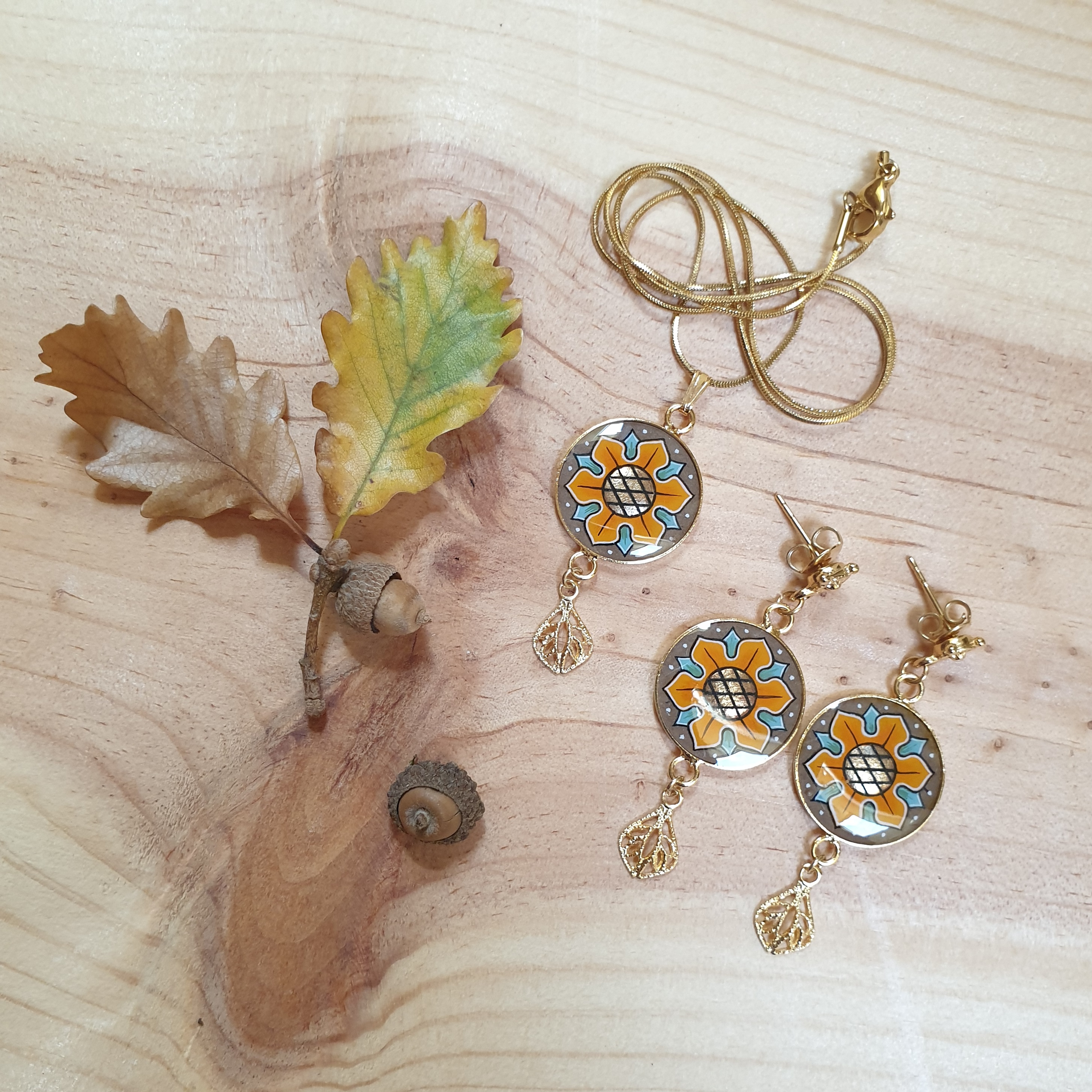 Boucles d'oreille pendantes aux couleurs de l'automne