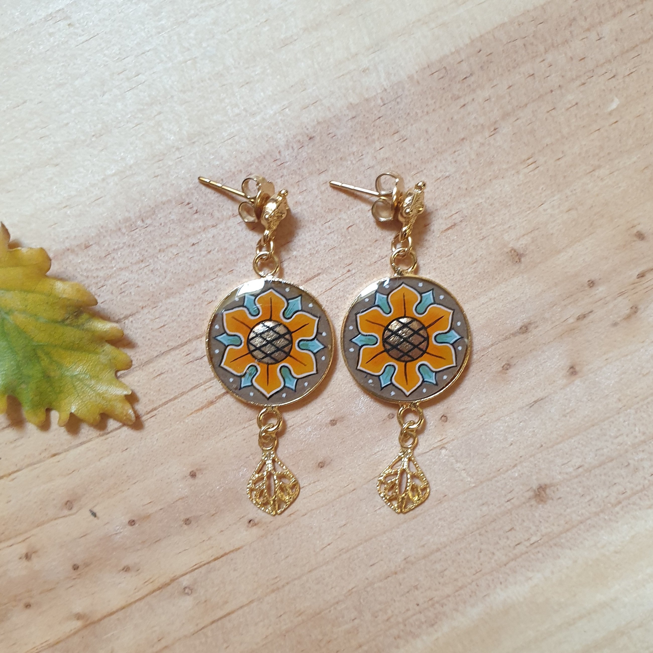 Boucles d'oreille pendantes aux couleurs de l'automne